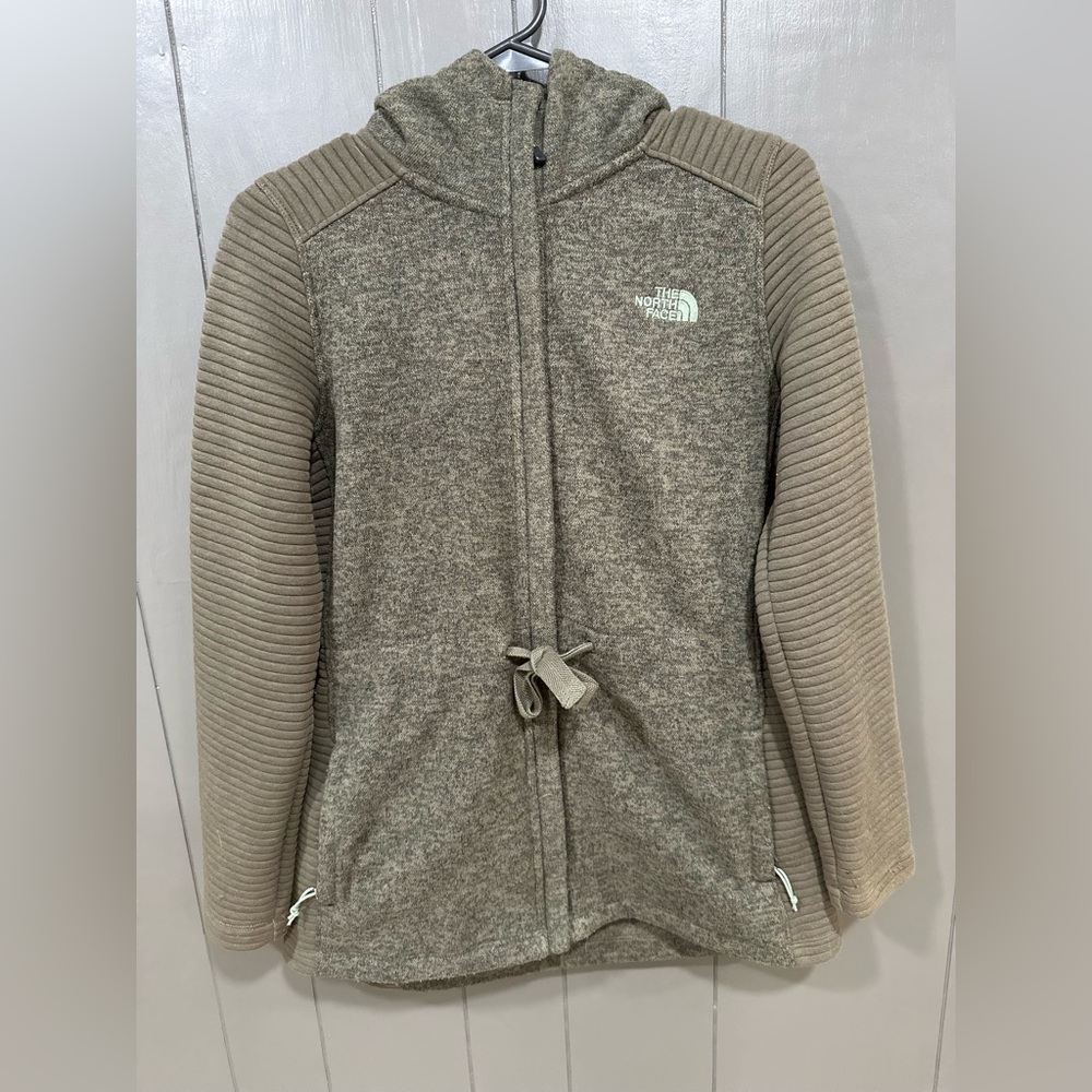 THE NORTH FACE Olive mid length double zipper zip up!